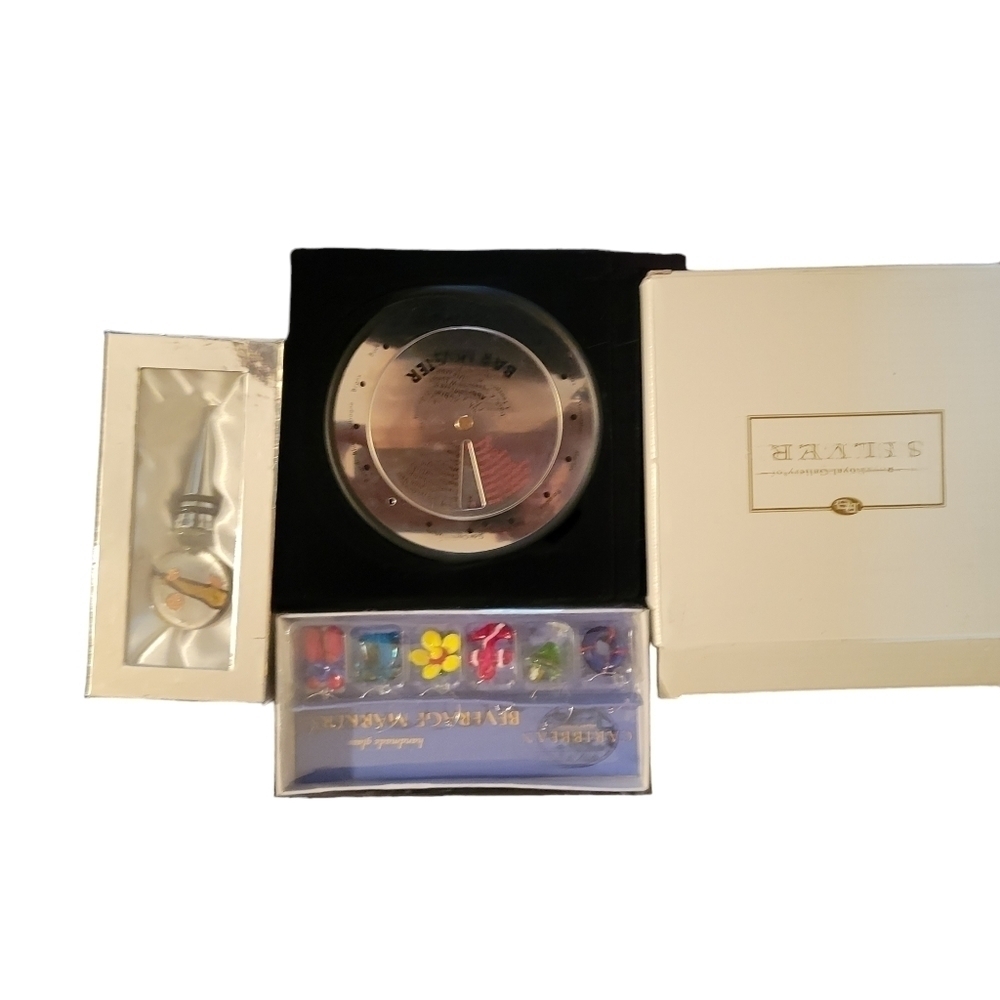 Royal Gallery of Silver Bar Master, Caribbean Beverage Markers, Fancy Stopper